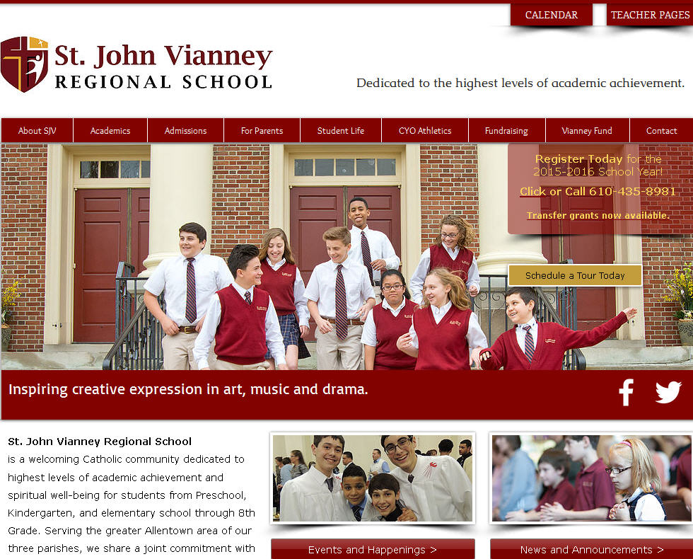 Website St. John Vianney Regional School Allentown [Healey Education Foundation Annual Fund Story]